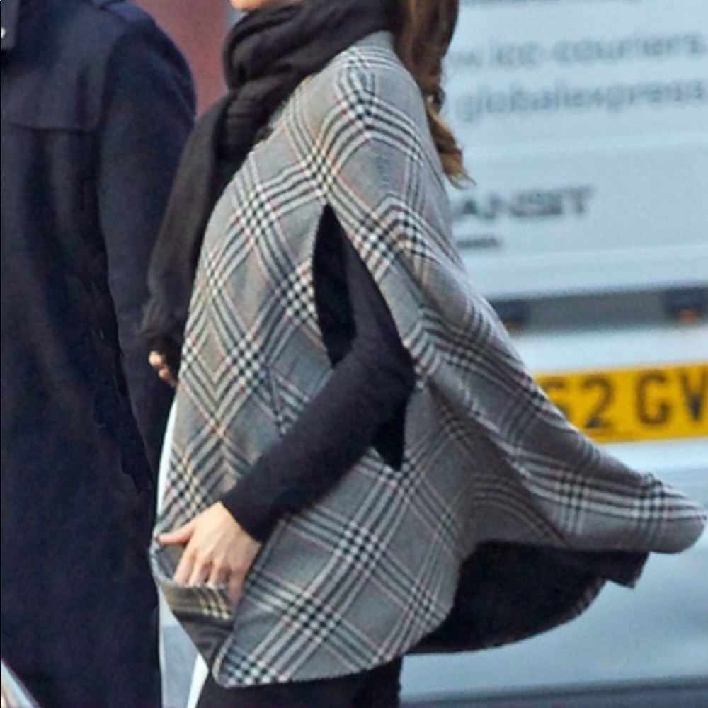 Zara plaid cape poncho